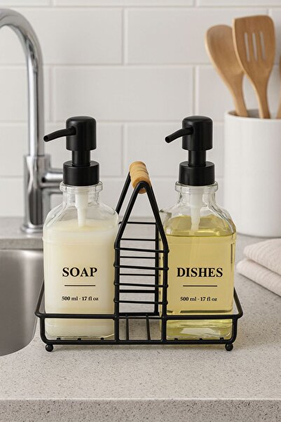 NEWNOW Eleganza метална поставка за сапун и лосион 500 мл бутилка с етикет за...