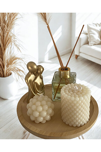 Görke Tasarım Sunumluk Ahşap Tepsi, Oda Kokusu, Gold Sarılan Çift Biblosu, 2 ...