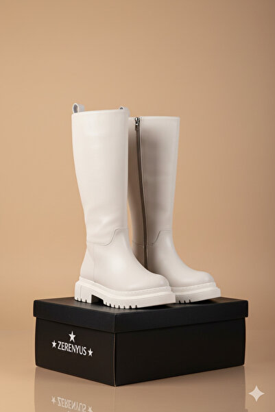 Zerenyus Cesa Premium μακριές χειμερινές μπότες με φερμουάρ Μπεζ