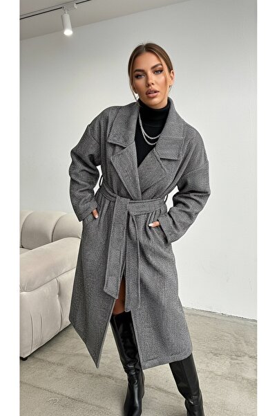 trendlina Palton lung cu centură la talie