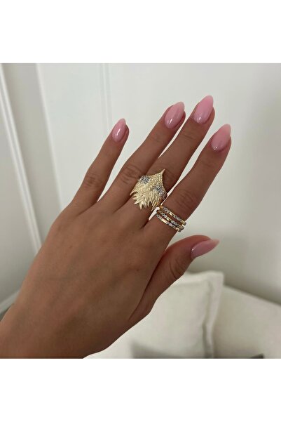 SU PERİSİ TAKI BİJUTERİ خاتم ذهبي قابل للتعديل مرصع بأحجار الزركون بثلاثة صفوف