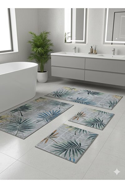 Truva Grup Set of 4 Non-Slip Bath Mats, 100% Polyester PP – 2x 50x80 cm + 2x40x50 cm