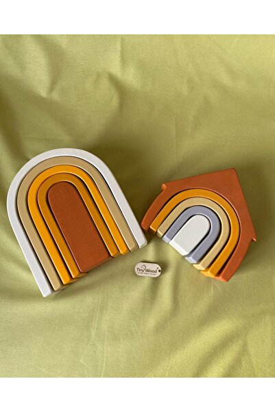 tiny wood Waldorf Gökkuşağı Ev ve Ahşap U Şekli Waldorf Renkli Doğal Ahşap Eğ...