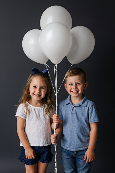 Parti dolabı 5li Pastel Beyaz Renk Mat Balon - Kına, Düğün, Nişan , Doğum Günü ve Baby Shower Balonu