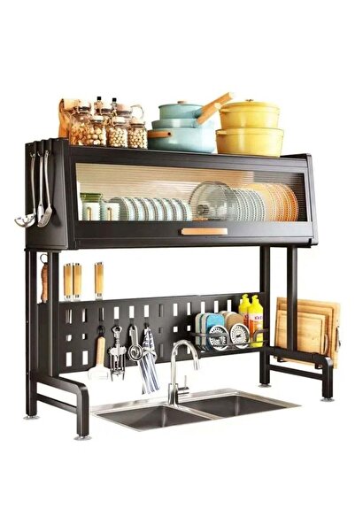 huitich حوض مطبخ موفر للمساحة مع رف ومصفاة