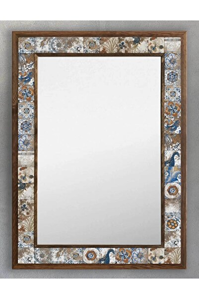 Oscar Stone Decor Masif Çerçeveli Mozaik Taş (BOYAYNASI) Ayna 53x73 Cm Etnik-...