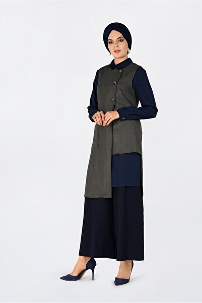 Alvina Asymmetric Cut Gingham Patterned 2-Piece Tunic 4756