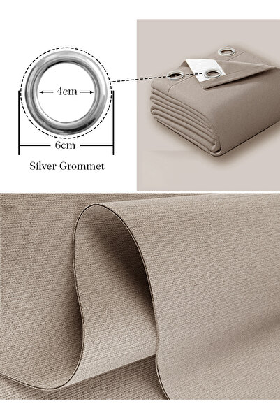 Generic Double-Sided Chenille Grommet Top Blackout Curtain, 1Panel, 2.5mW x 2.7mH, Fits Windows 1.25–1.65m