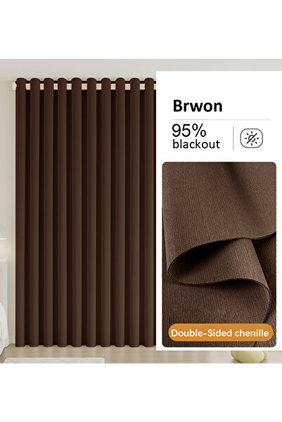 Generic Double-Sided Chenille Grommet Top Blackout Curtain, 1Panel, 2.5mW x 2.7mH, Fits Windows 1.25–1.65m