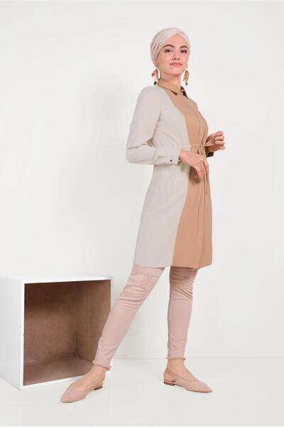 Alvina Cotton Waist with Latch Two Color Tunics 40560