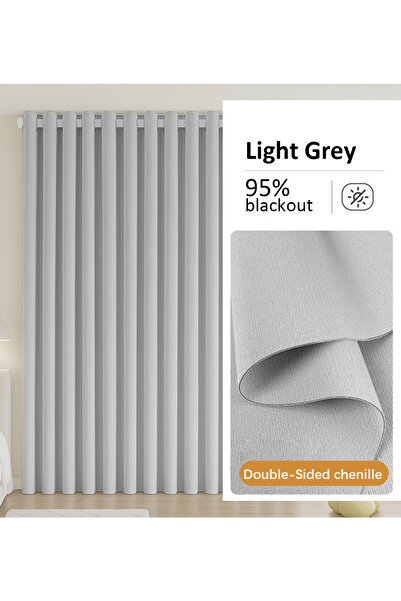 Generic Double-Sided Chenille Grommet Top Blackout Curtain, 1Panel, 2.5mW x 2.7mH, Fits Windows 1.25–1.65m