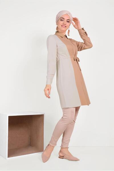 Alvina Cotton Waist with Latch Two Color Tunics 40560