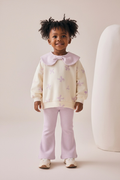 Minipodyum Kız Çocuk Fiyonk Yaka Detaylı Taytlı İkili Takım