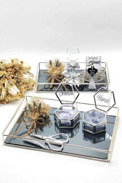 RetroLazer Nişan Tepsisi , Söz Tepsisi , Yüzük tepsisi , İsteme Tepsisi , Süslü tepsi , Damat Fincanı