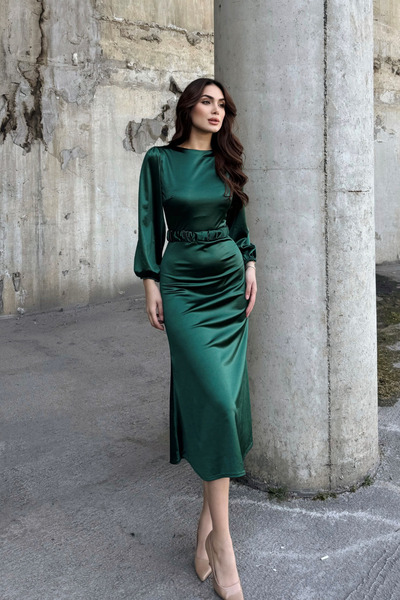 Sindimoda Calia Kemer Detay Saten Elbise 95416