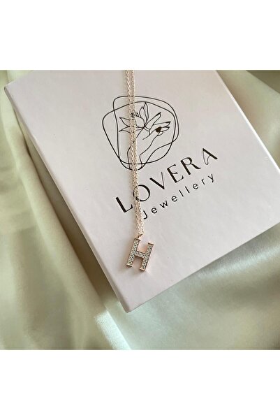 Lovera Jewellery 925 Ayar Gümüş Rose H Harfli Harf Kolye | Kadın Zarif Hediyelik Takı Şık Doğum Günü Hediyesi H Harfi