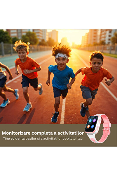 TehnoTek Kids 4G Smartwatch (Android, GPS, HD Camera, Video Call, Super AMOLED) - Pink