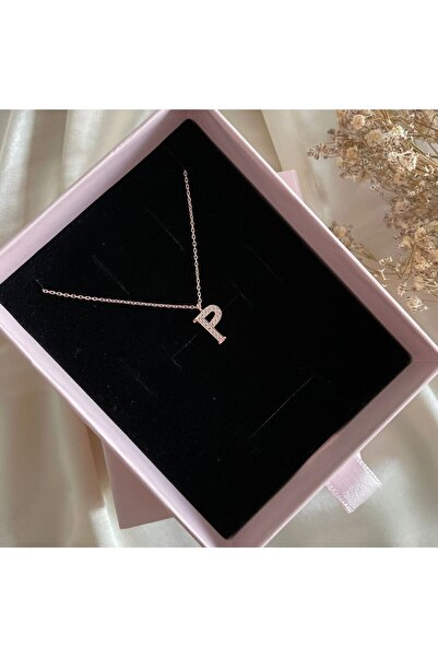 Lovera Jewellery 925 Ayar Gümüş Rose P Harfli Harf Kadın Kolye | Zarif Hediye...