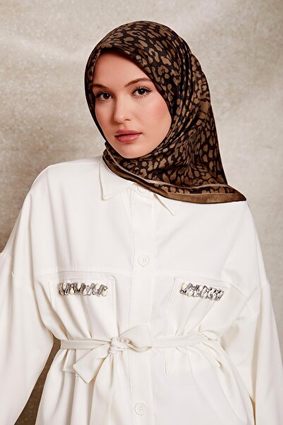 Levidor Mink Leopard Pattern Twill Silk Scarf