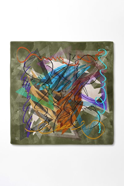 Levidor Πράσινο μεταξωτό μαντήλι με πολύπλοκο σχέδιο