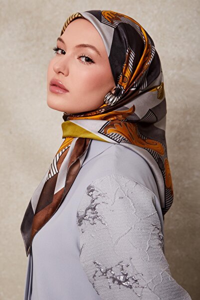 Levidor Grass Green Mixed Pattern Twill Silk Scarf