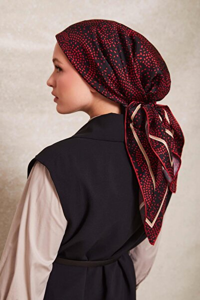 Levidor Red Dotted Circles Press. Twill Silk Scarf