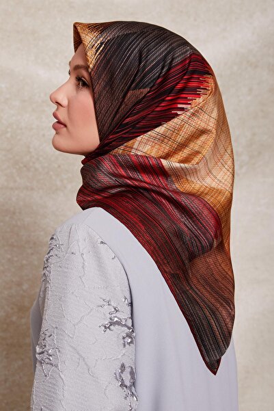 Levidor Μεταξωτό μαντήλι με μοτίβο μπορντό ρίγες