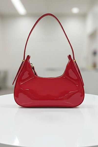 roseberry Red Patent Leather Baguette Hand Shoulder Bag - R1556