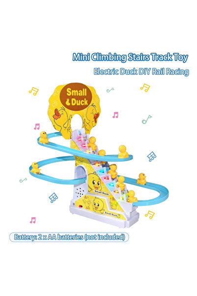 Choice 9pcs ducks Climbing Stairs Track Toys Electric Duck DIY Rail Racing Tr...