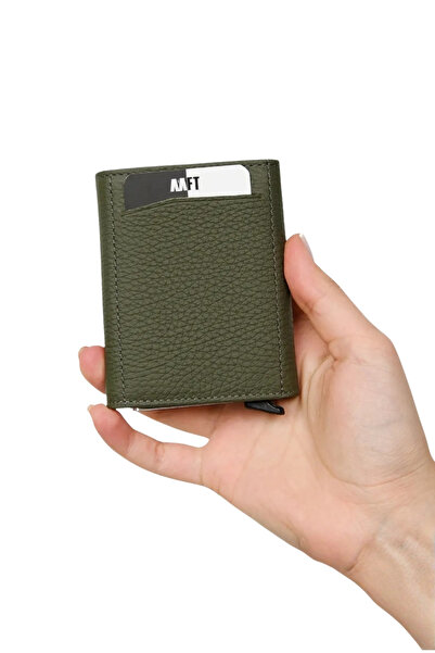 MFT Leather Design Ρετρό Χακί Ματ Δερμάτινο Πορτοφόλι - Χακί Πορτοφόλι με Μηχανισμό (2660)