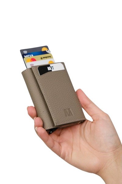 MFT Leather Design محفظة مينك من الجلد الطبيعي غير اللامع - آلية ريترو (2660)