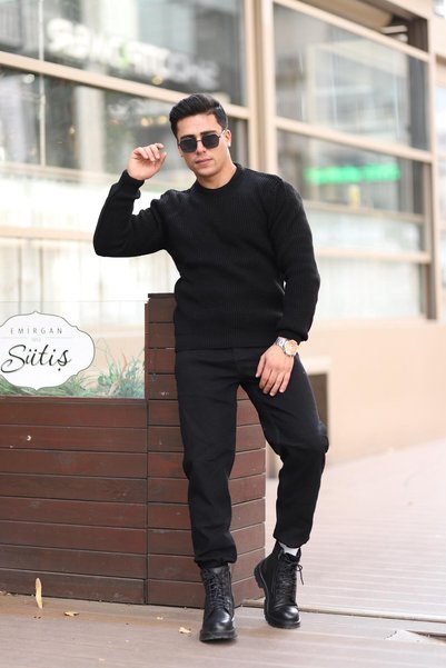 Quafash Men's Crew Neck Wool Blend Thessaloniki Knit Sweater