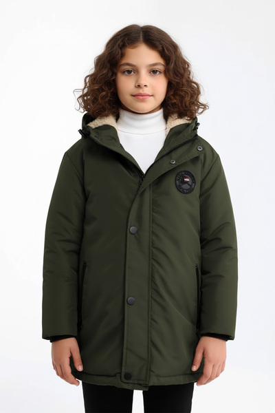 QAWWA Dievčenský zimný kabát a parka s kapucňou a vetruodolnou kapucňou vyplnený vláknami