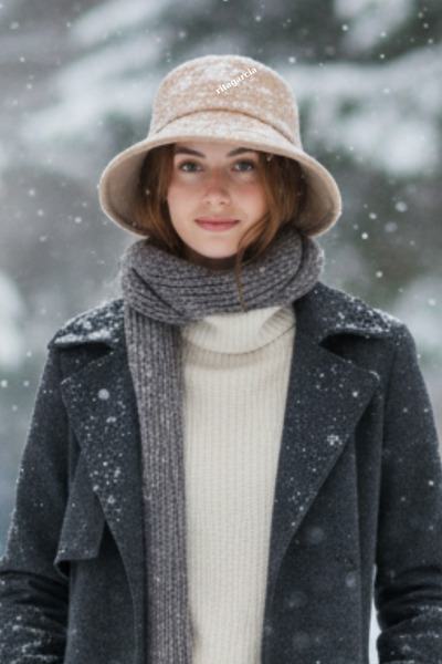 Ritagarcia Kadın Yuvarlak Bej Kaşe Kova Şapka