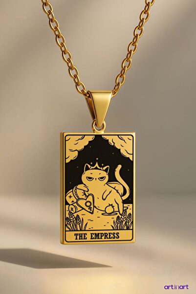 ArtinArt بطاقة The Empress Cat Tarot - قلادة من الفولاذ بسعة 316 لتر