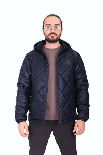 D1fference Men's Navy Blue Lined Windproof Hooded Lightweight Seasonal Jacket