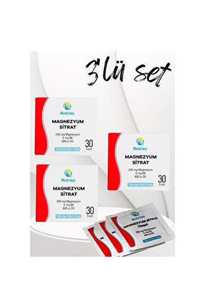 Nutries أكياس سترات المغنيسيوم - مجموعة اقتصادية من 3 قطع
