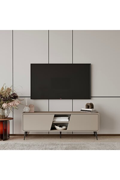 Furnitt Home Roma Kumtaşı Bej 120 cm TV Ünitesi (100% MDF&Metal Ayak)