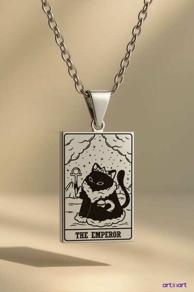 ArtinArt بطاقة التارو الإمبراطور الإمبراطور منقوشة 316L قلادة