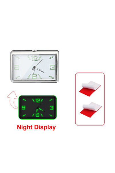 Choice ساعة سيارة أفقية بيضاء عالية الجودة، ساعة أنيقة رقمية صغيرة داخلية لاصقة للسيارات