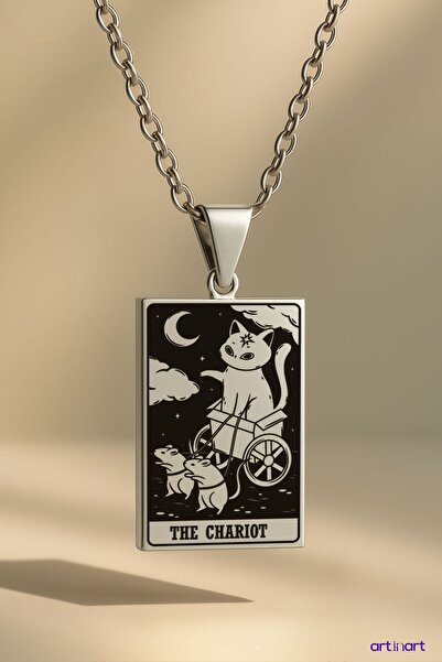 ArtinArt القط التارو بطاقة الشاحنة معركة السيارة |   قلادة من الفولاذ 316L