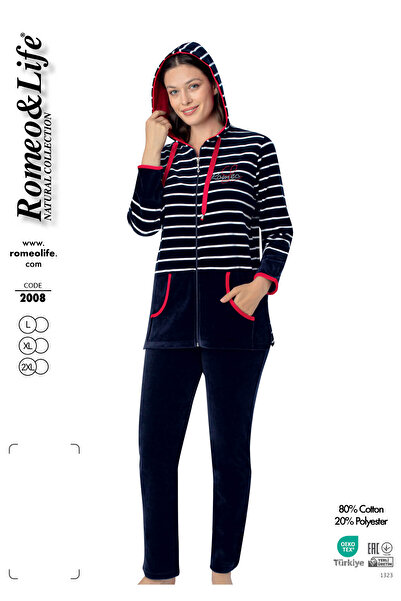 ROMEO LİFE Γυναικείο σετ φόρμας με ρίγες από βαμβακερό βελούδο 2008