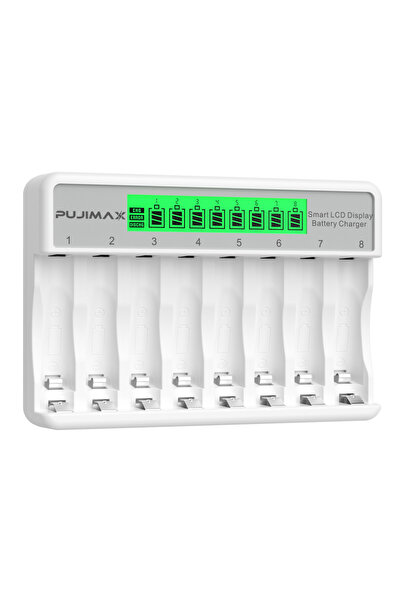 Choice شاحن بطارية ذكي سريع من نوع C من PUJIMAX بشاشة LCD ذات 8 فتحات باللون ...