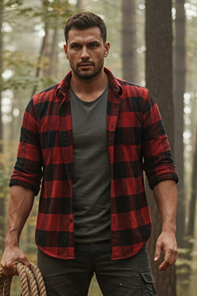 modacix ΚΟΚΚΙΝΟ ΑΝΔΡΙΚΟ ΠΟΥΚΑΜΙΣΟ ΞΥΛΟΚΟΠΤΗ ΜΕ ΚΑΡΟ ΣΧΕΔΙΟ