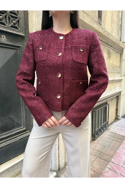 VUNTAL سترة شانيل الأنيقة ذات الجيوب