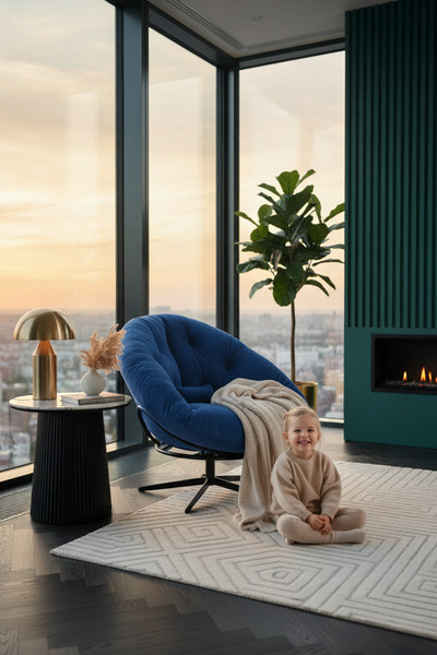 Berta Concept Thor 360 Derece Döner Mekanizmalı Berjer Tekli Koltuk Lacivert