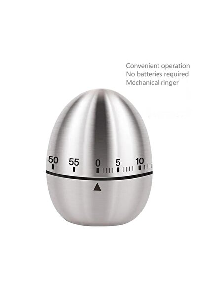 Choice egg 1pc Creative Kitchen Mechanical Timer Stainless Steel Egg-Type Timer 60 Minutes Student Timing B