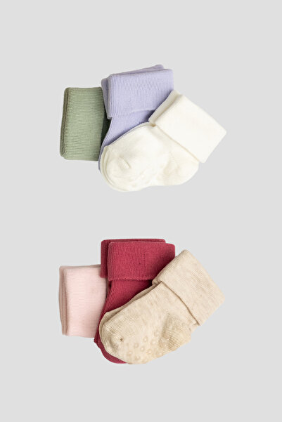 Defne Baby 5+1 Double Boxed Girl Newborn and Baby Socks 0-6 Months