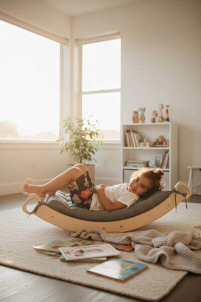 MONTETOYS Ahşap Montessori Ark | Yastıklı Çocuk Denge Spor Arkı | Eğitici Mon...