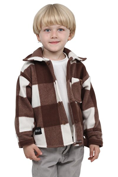 ERDEM KIDS Boys' Cotton Fleece Plaid Checkered Jacket Shirt